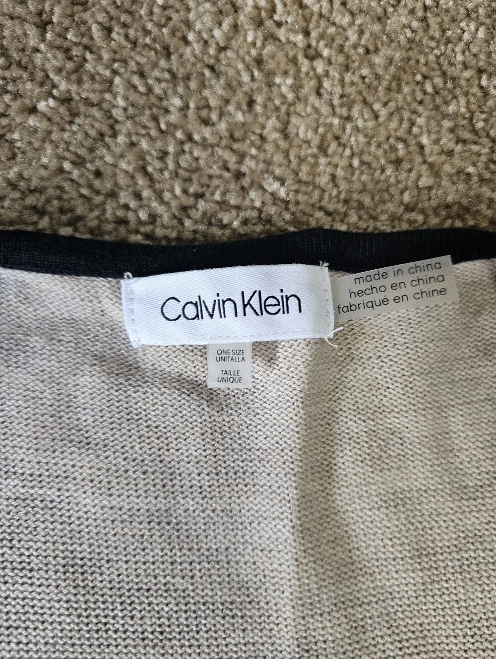 Calvin Klein Geometric Colorblock Poncho - Black & Cream